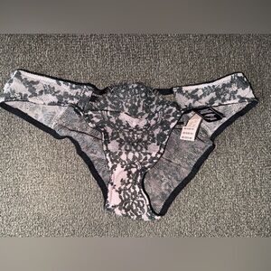 Victoria's Secret rhinestone embellished embroidered Black and Pink Lace Panties